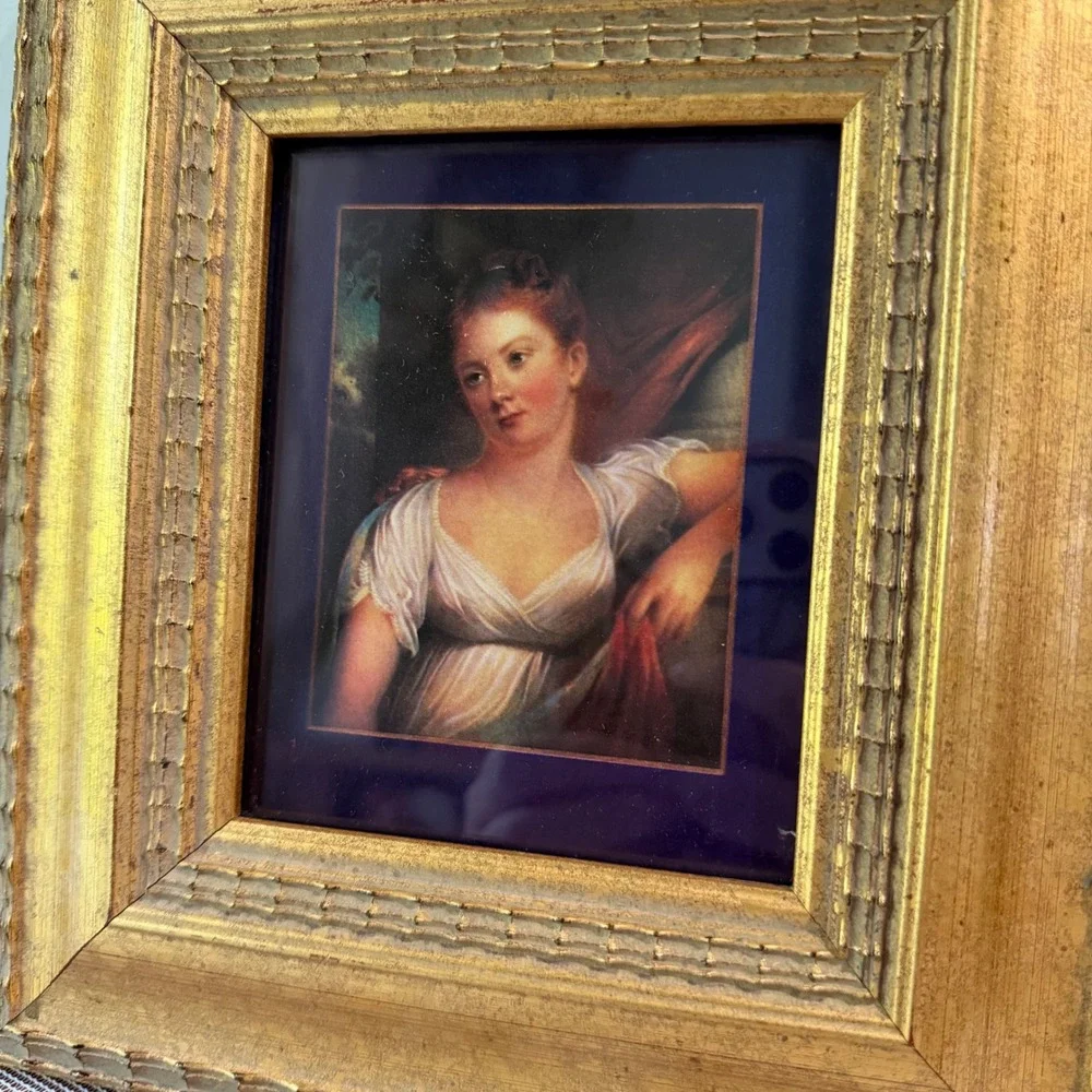 Ethan Allen Framed Portrait Miniature Gold Gilt Regency Lady Art 07-1452 Wood